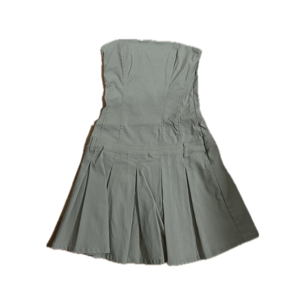 Bershka Beige Strapless Pleated Skirt Dress